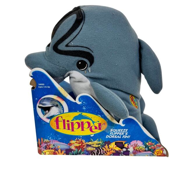 5 for $25| 1996 FLIPPER Plush Movie Toy Squeaky 10" Soft Collectible - Picture 1 of 8